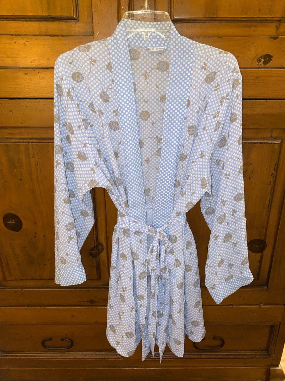 Nottibianche By Cabernet Blue White Polka Dot Roses Robe Size L/XL